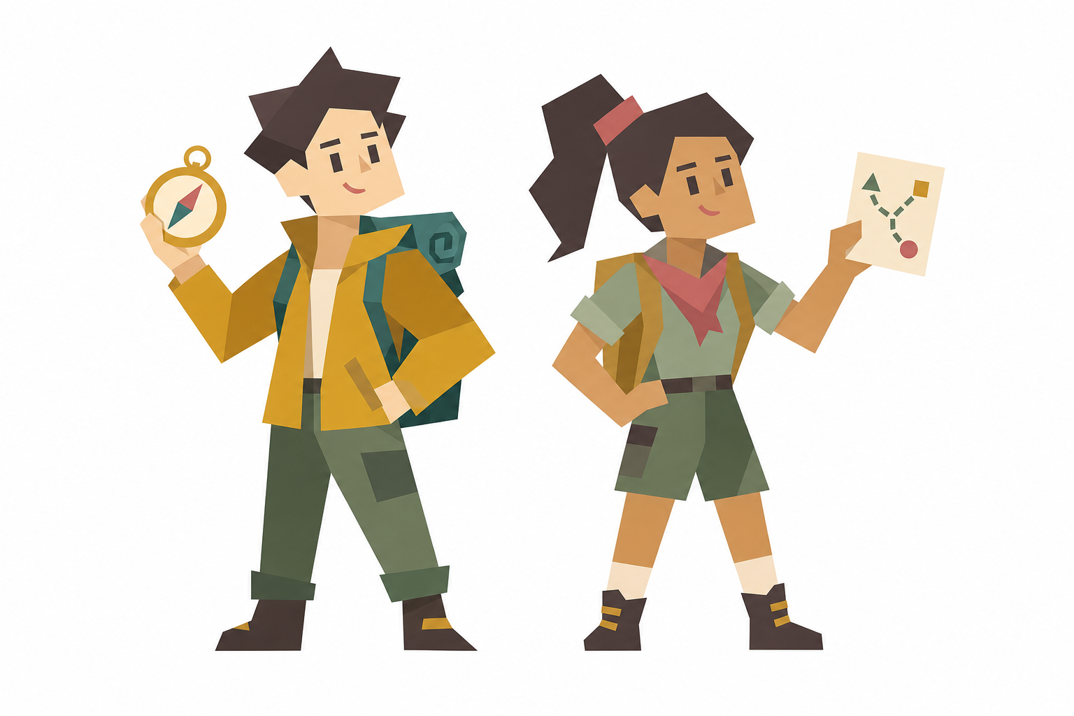 Explorer archetype character pair illustration